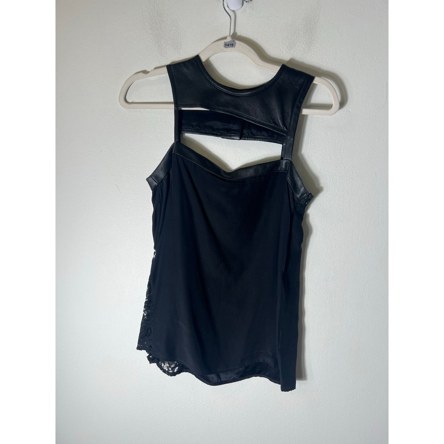 Charles Henry Black Sleeveless Faux Leather Tank Top Sz XS