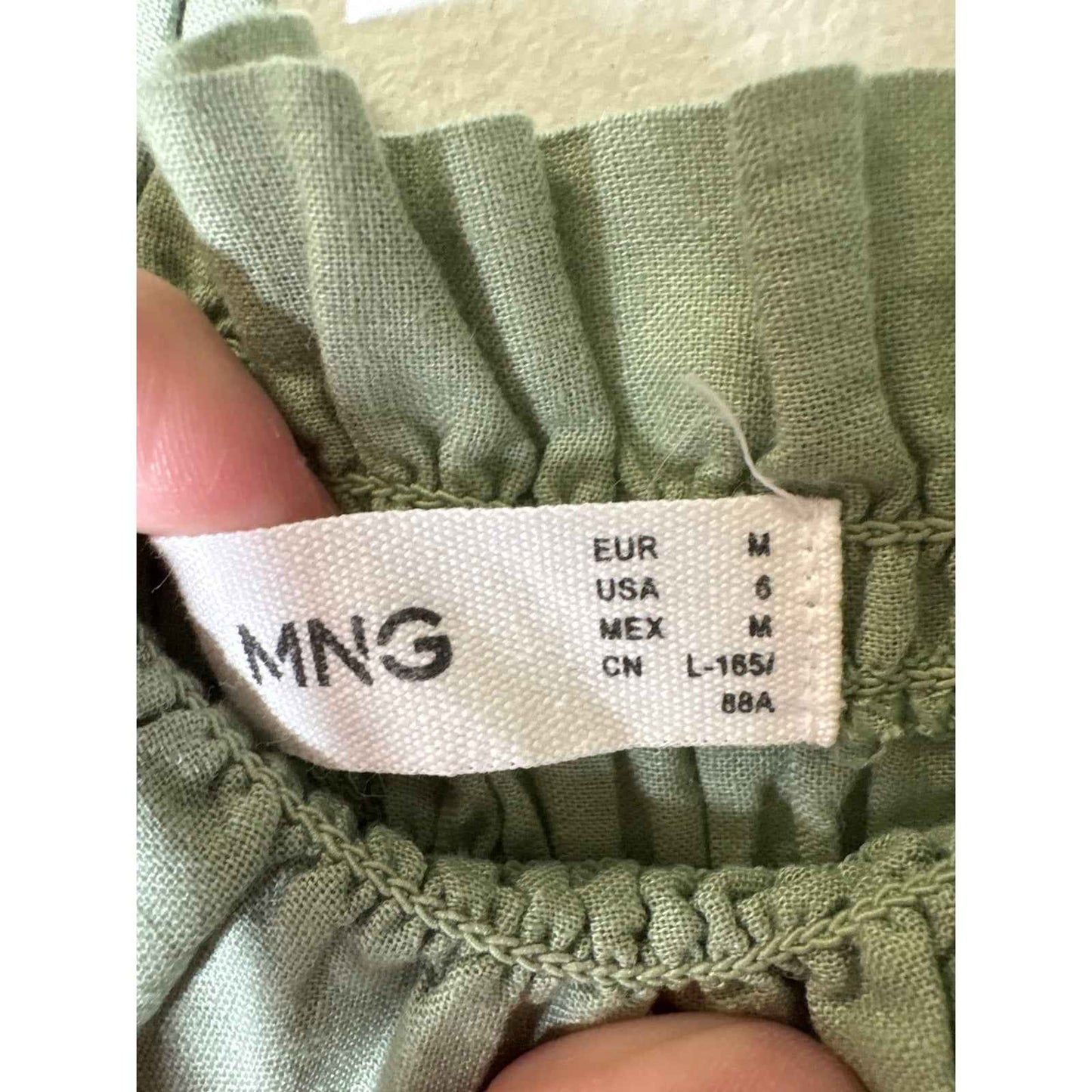 MNG Sage Green Spaghetti Strap Smocked Maxi Dress Sz 6