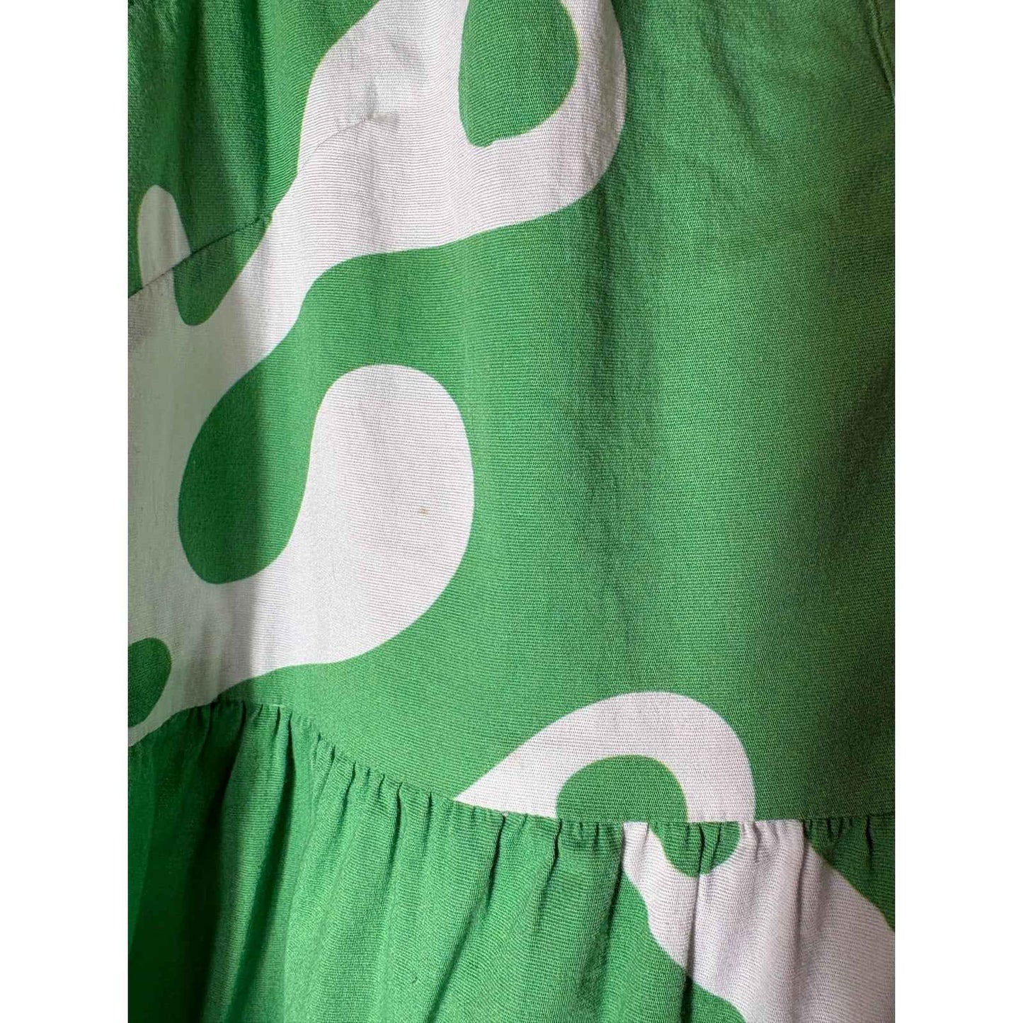 Sheridan French Green and White Cotton Sleeveless Midi Dress Sz M