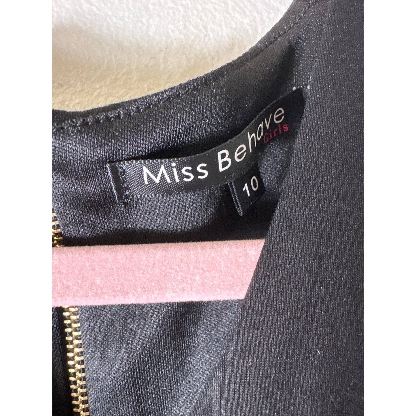 Girls Miss Behave Black Flutter Sleeve Dress Sz 10