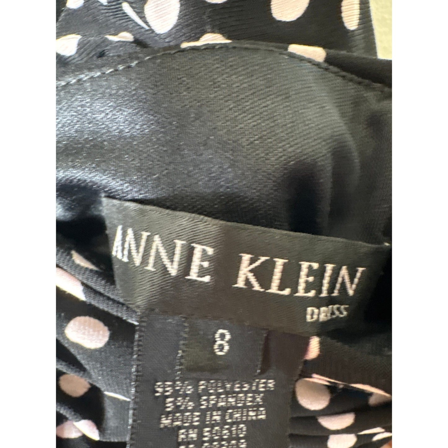 Anne Klein Black and White Polka Dot Midi Halter Dress Sz 8