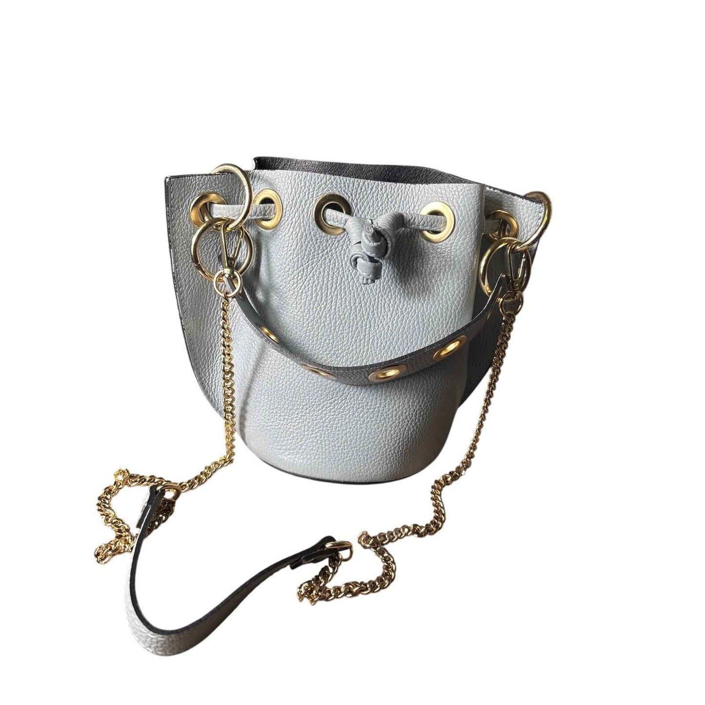 Borse in Pelle Light Blue Pebbled Leather Bucket Bag