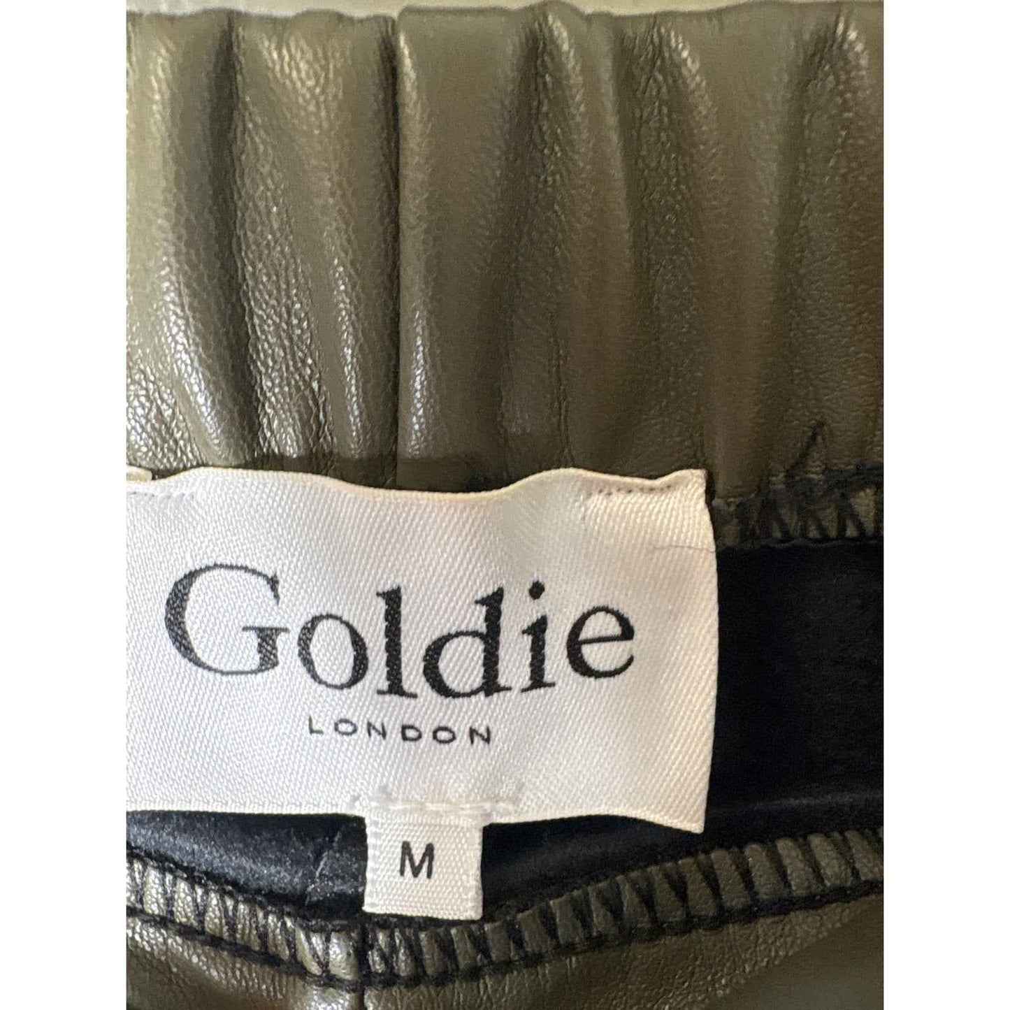 Goldie Army Green Pull On Faux Leather Straight Leg Pants Sz M