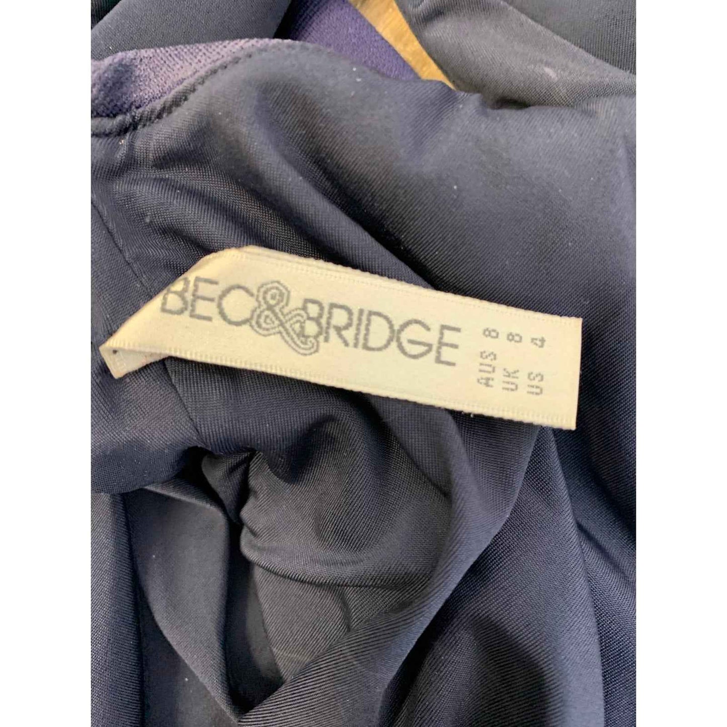 Bec&Bridge Navy Sleevess Body Con Mini Dress Sz 4