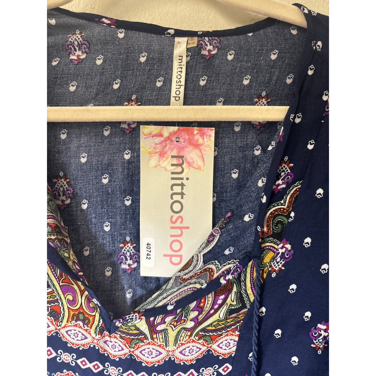 NWT Mitto Shop Navy Long Sleeve Mini Dress Sz S