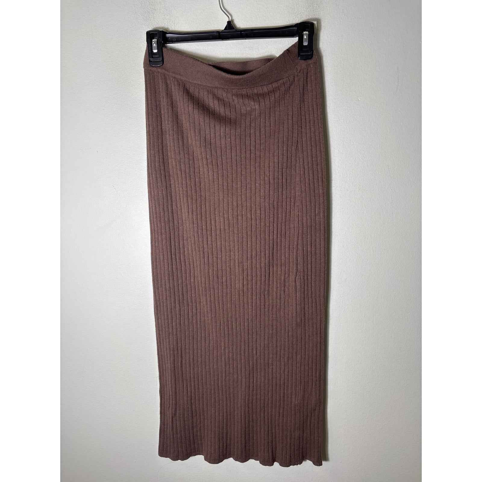 Max Studio Brown Ribbed Bodycon Swater Skirt Sz XS