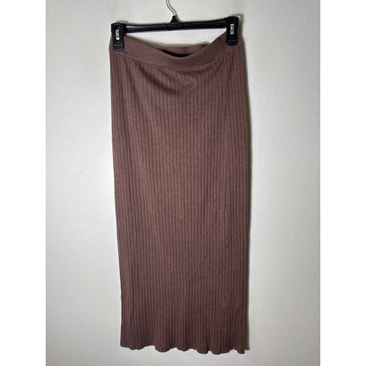 Max Studio Brown Ribbed Bodycon Swater Skirt Sz XS
