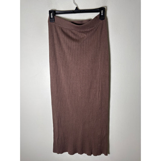 Max Studio Brown Ribbed Bodycon Swater Skirt Sz XS