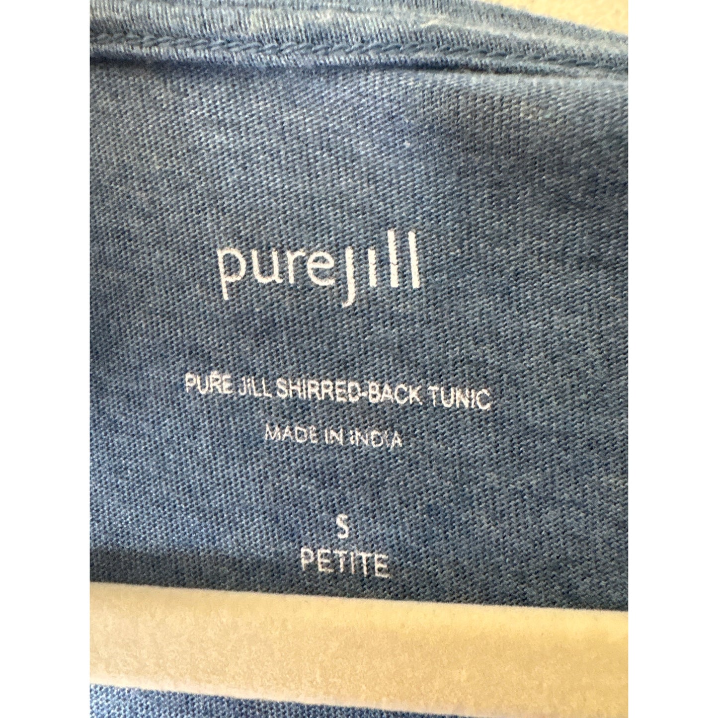 Pure J.Jill Blue Shirred Back Tunic Tee Sz SP