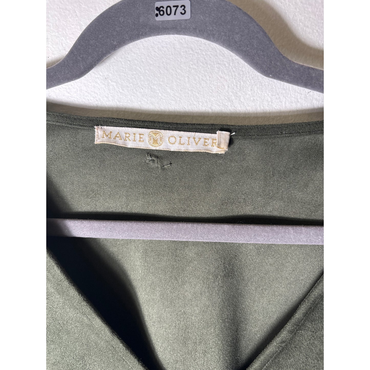 Marie Oliver Olive Green Faux Suede Top Sz S