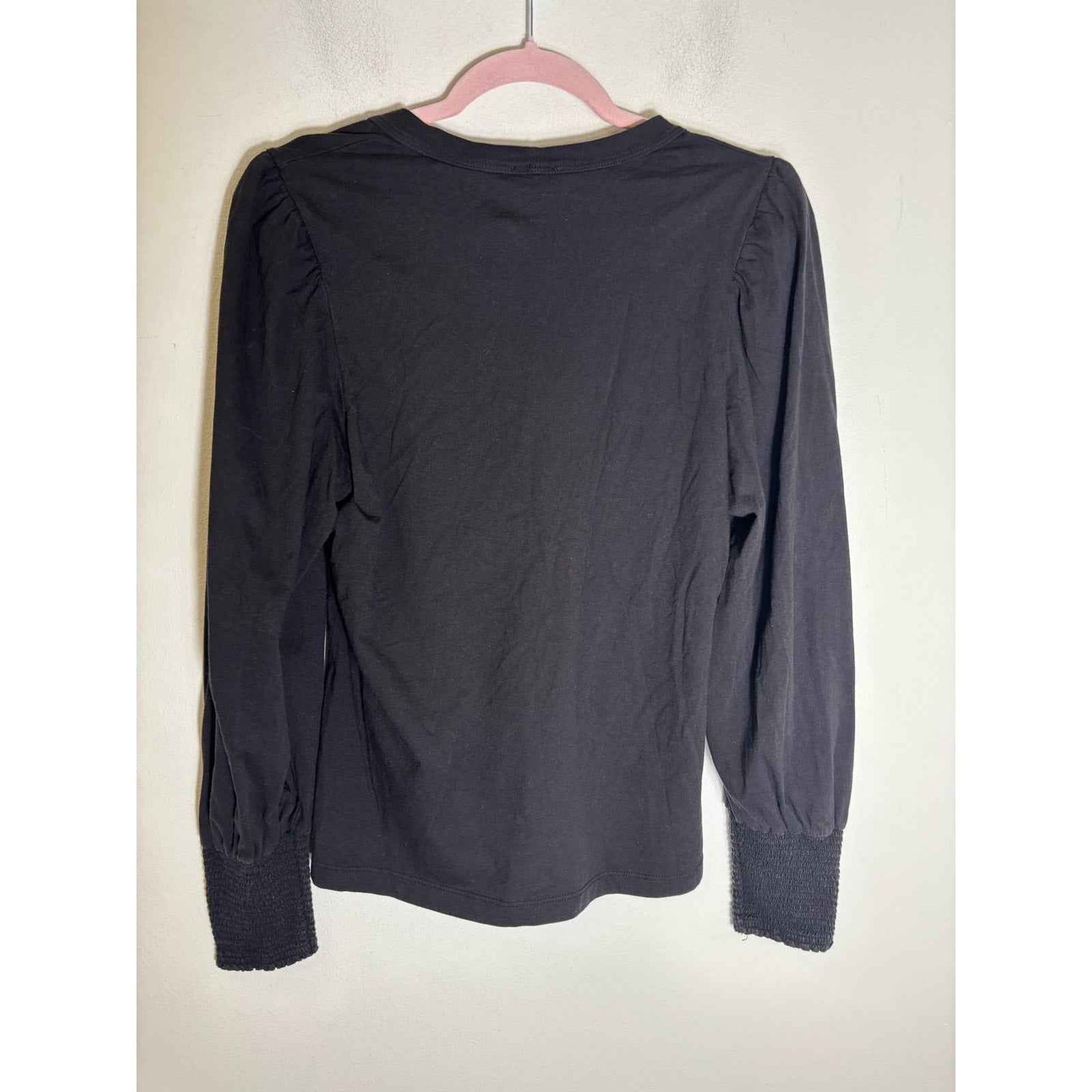 A.L.C. Black Cotton Long Sleeve Smocked Cuff Sz L