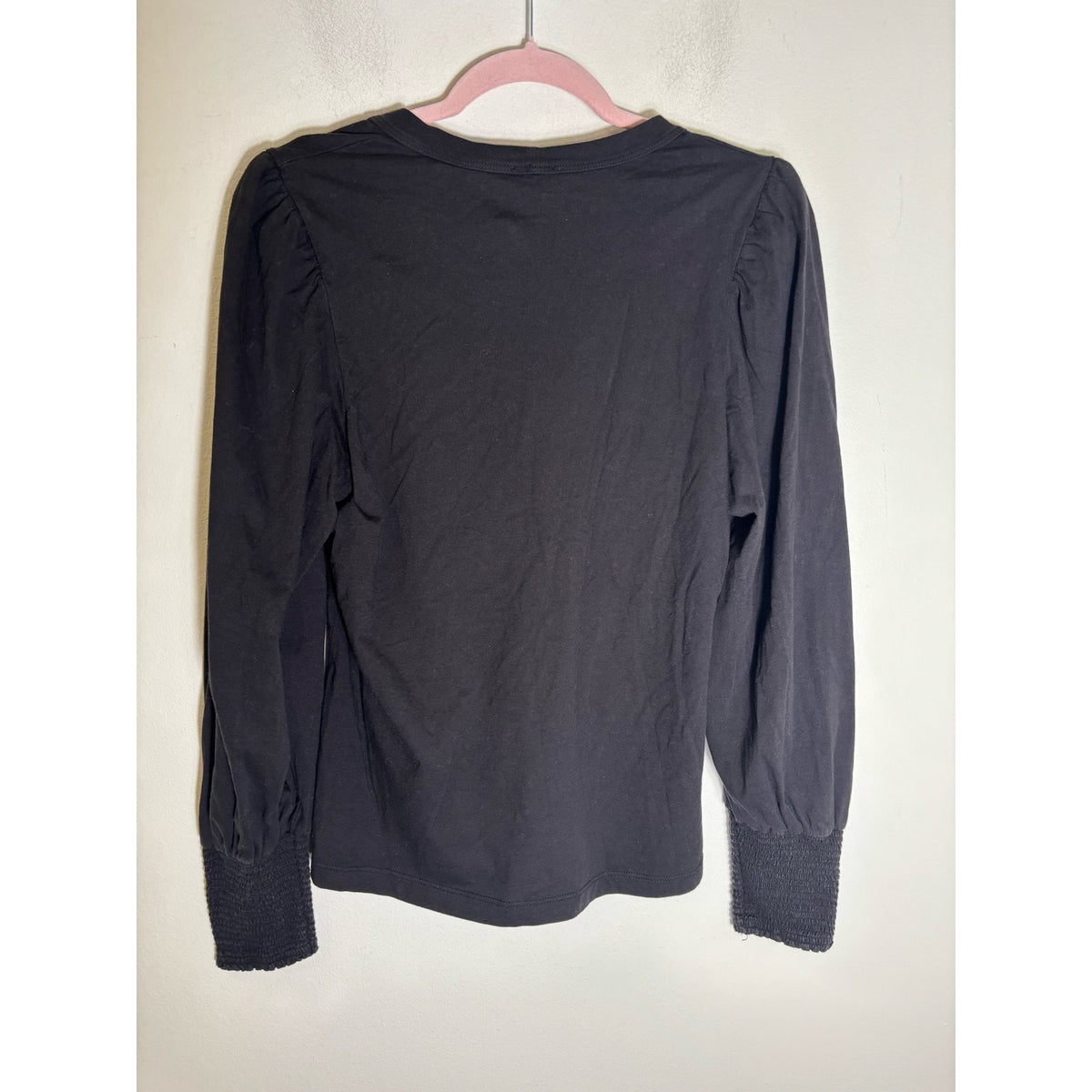 A.L.C. Black Cotton Long Sleeve Smocked Cuff Sz L