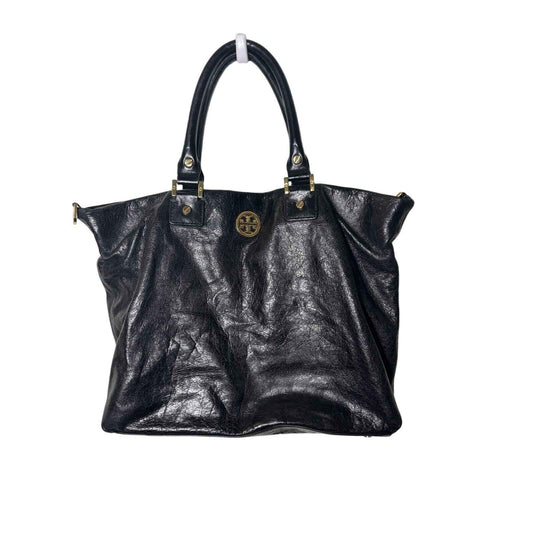 Tory Burch Large Black Soft Leather Tote 11"x 15" Great Condition