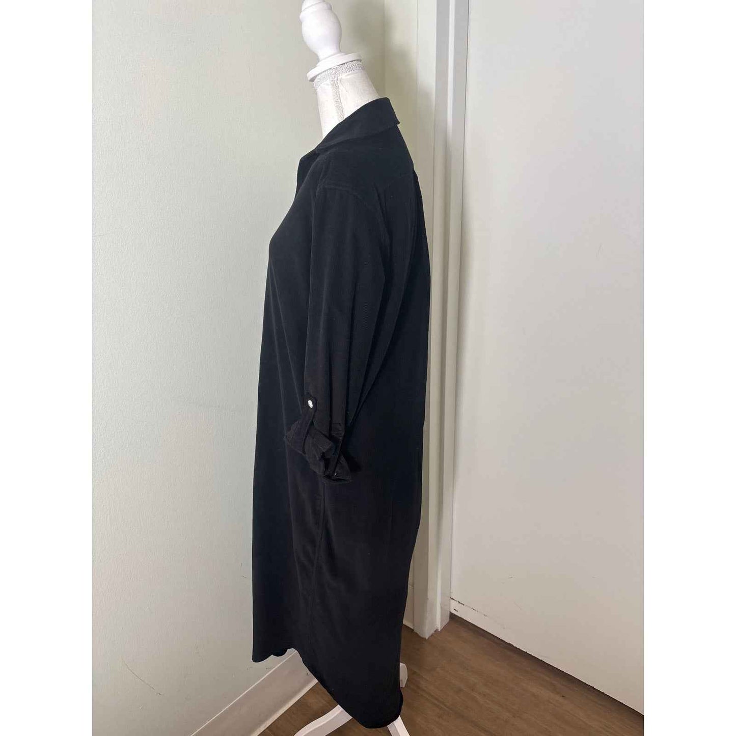 Emily Phillips Nashville Black Cordoroy Long Sleeve Button Up Maxi Dress Sz 3