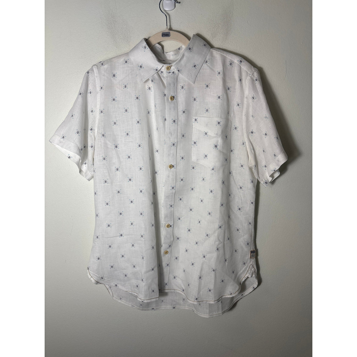 Men's Surfside White and Blue Linen Shirt Sz M