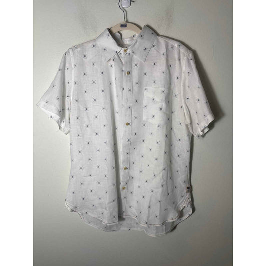 Men's Surfside White and Blue Linen Shirt Sz M