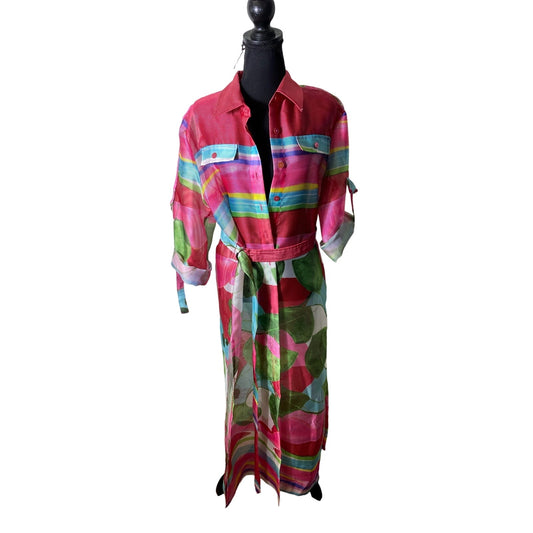 NWT Berek Pink/Multi Light And Lofty Duster Sz L