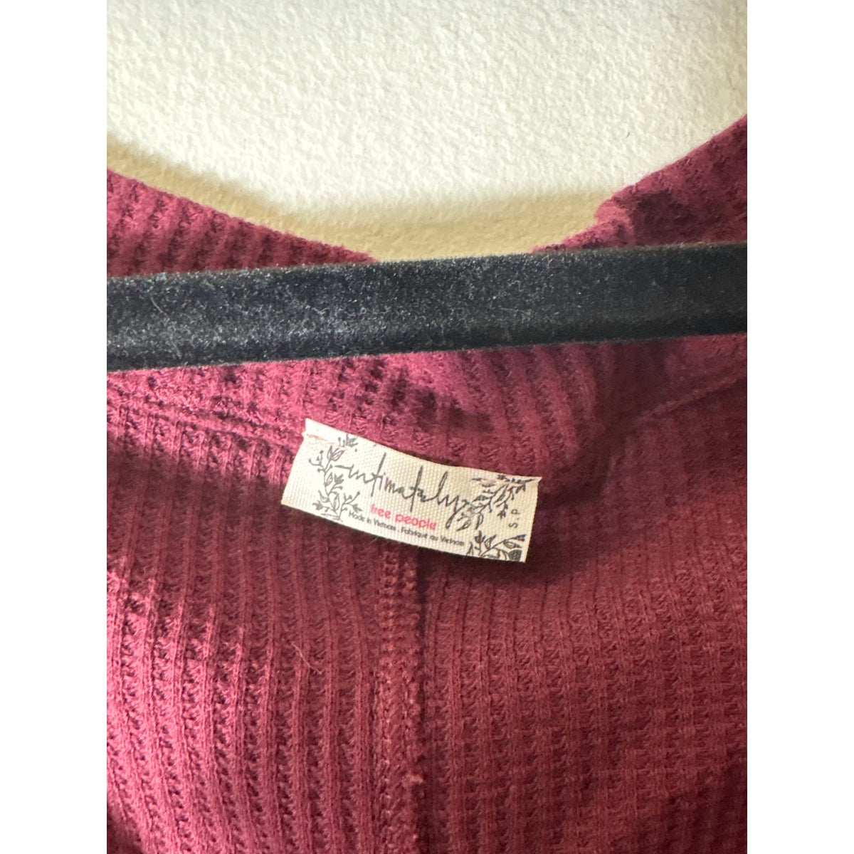 Free People Merlot Waffle Knit Body Suit Sz S