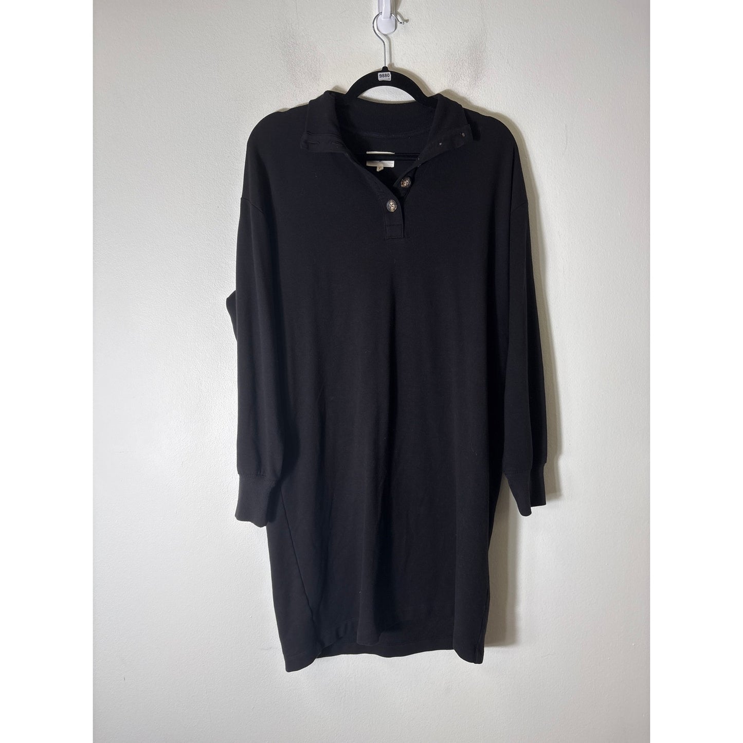 Lou & Grey Black Sweatshirt Long Sleeve Dress Sz M