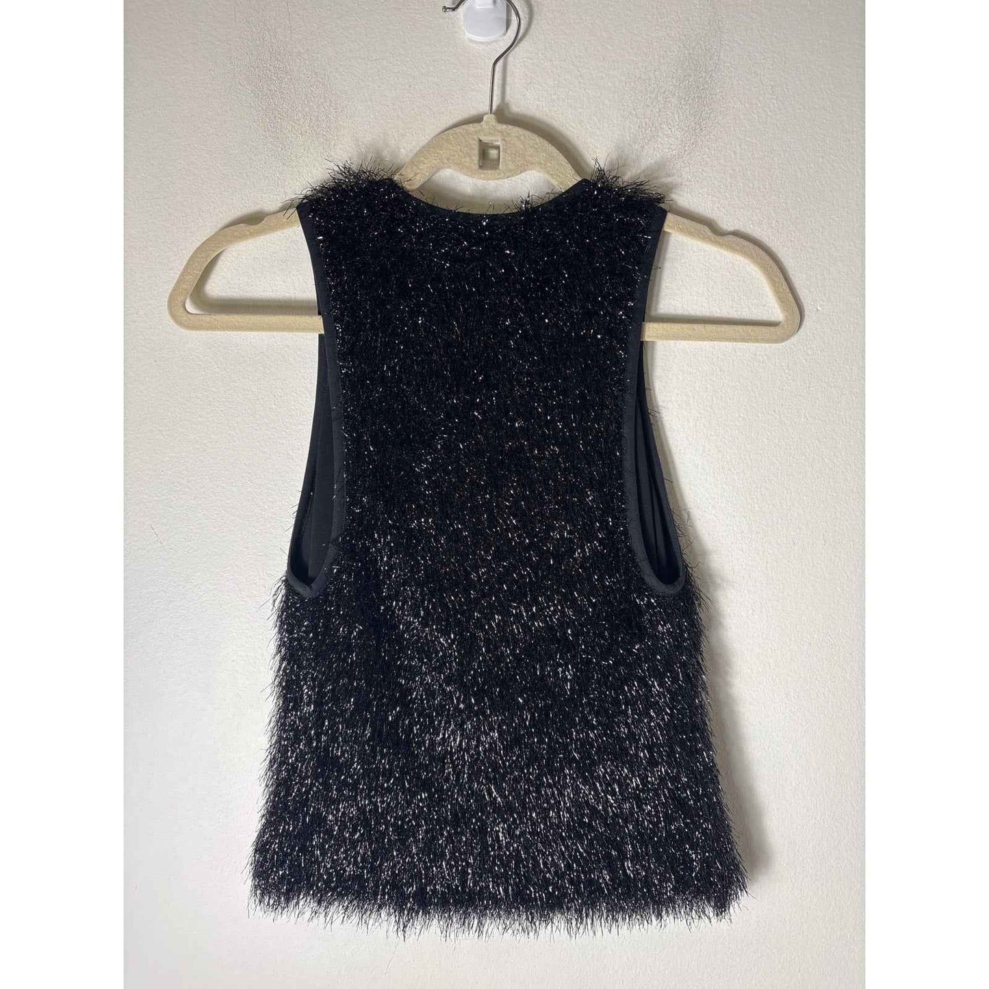 Smythe Black Tinsel Sleeveless Crop Crewneck Tank Sz M
