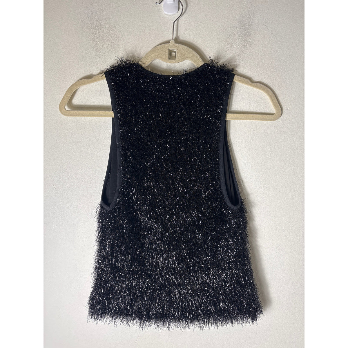 Smythe Black Tinsel Sleeveless Crop Crewneck Tank Sz M