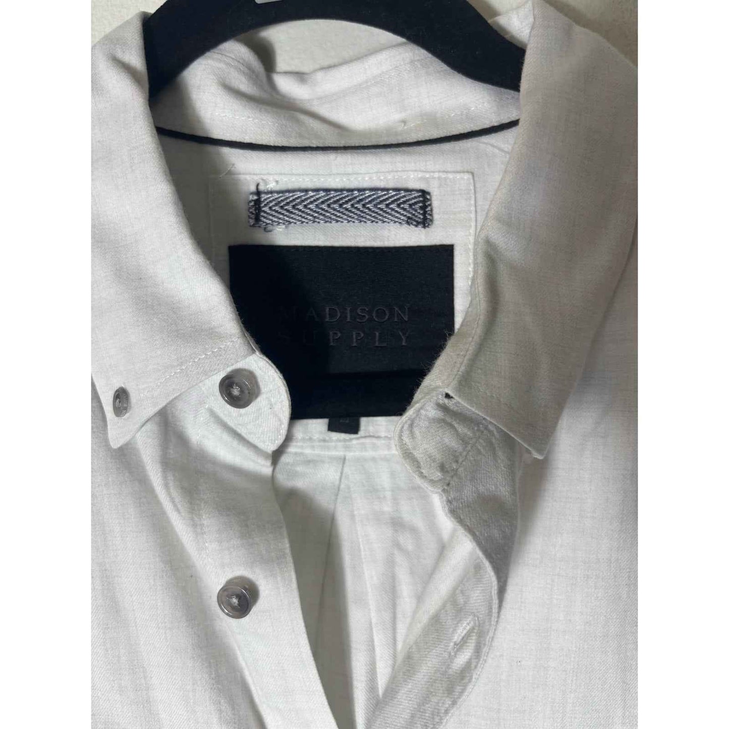 Men's Madison Supply Brushed White Soft Cotton Long Sleeve Button Down Shirt Sz L