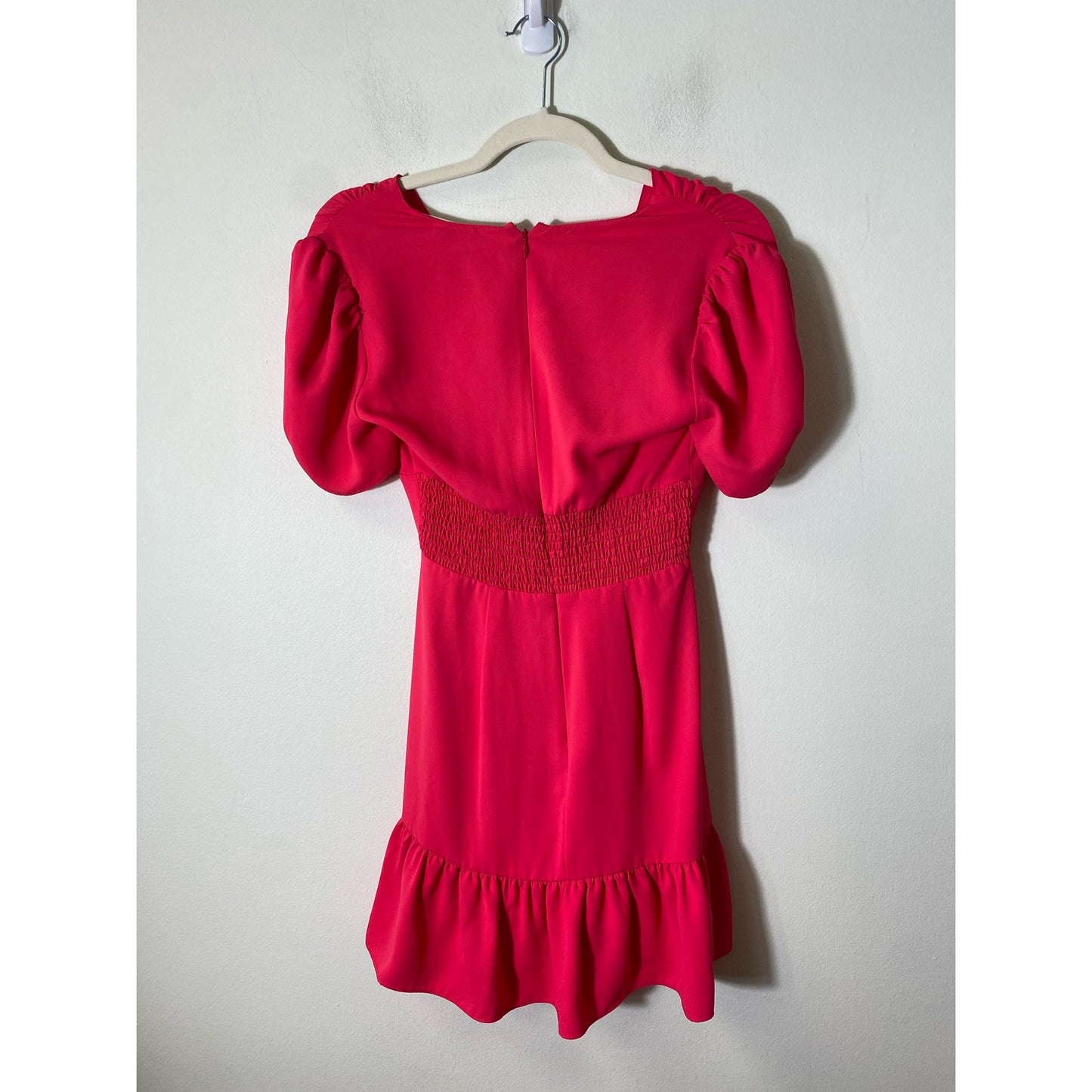 Amanda Uprichard Hot Pink V-Neck Short Sleeve Dress Sz XS