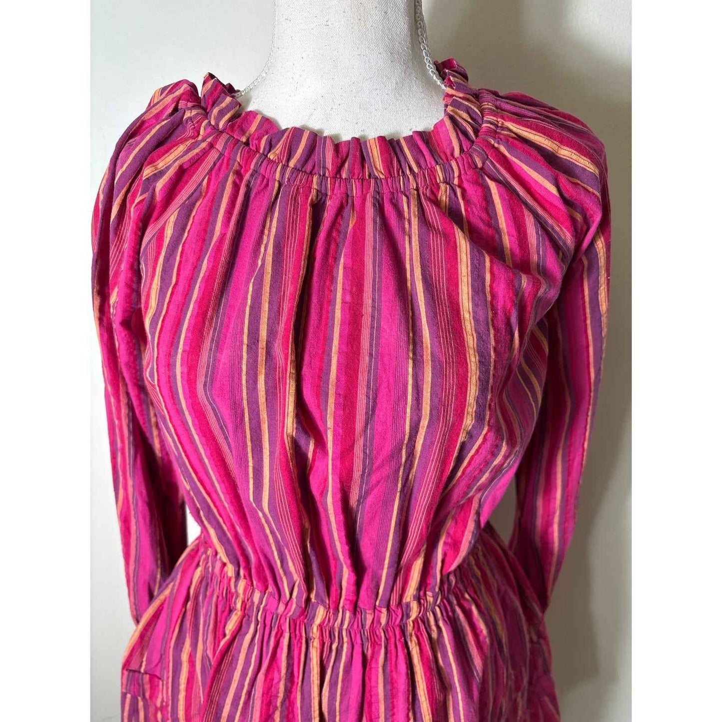 Buru Pink Striped Off The Shoulder Mini Dress Sz XS