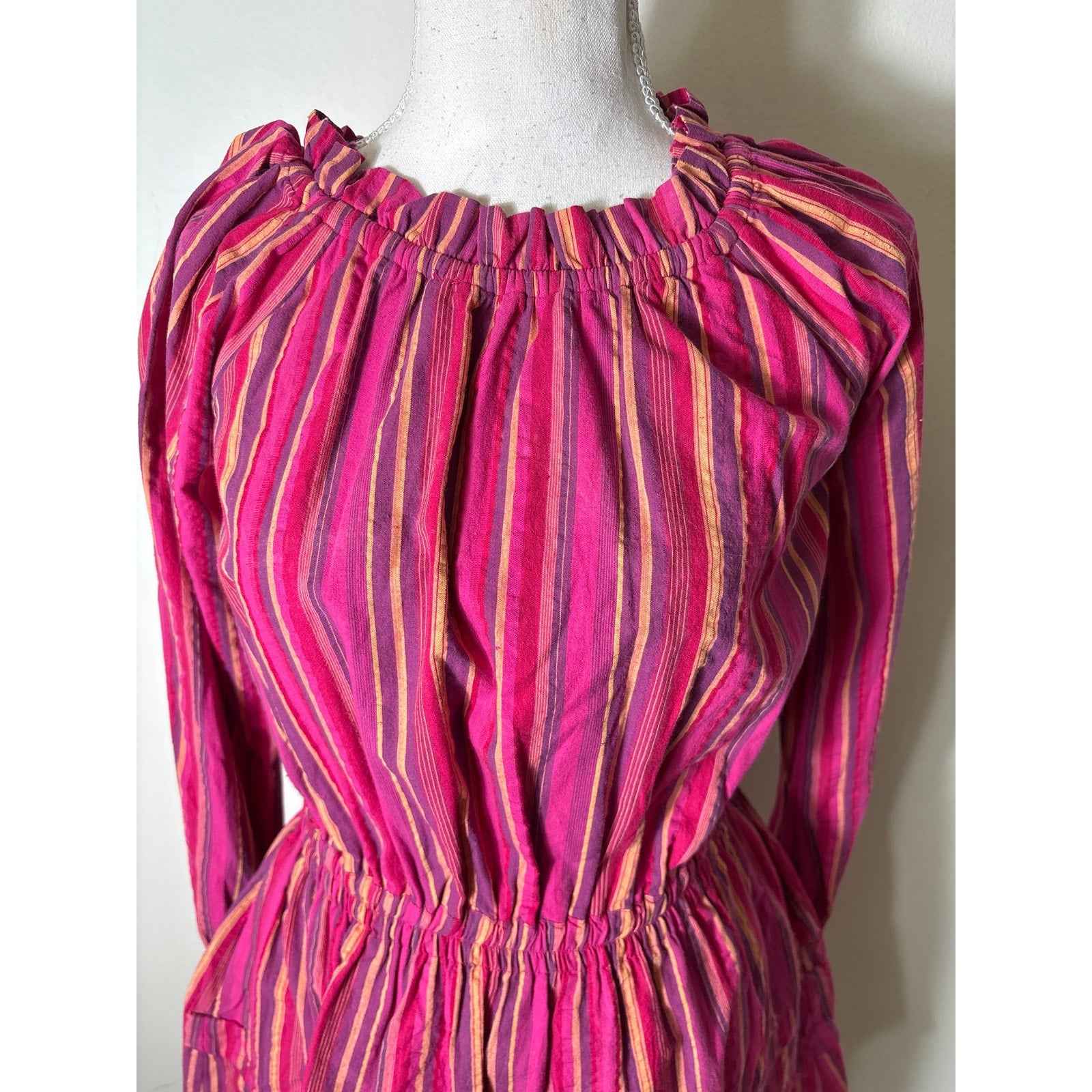 Buru Pink Striped Off The Shoulder Mini Dress Sz XS