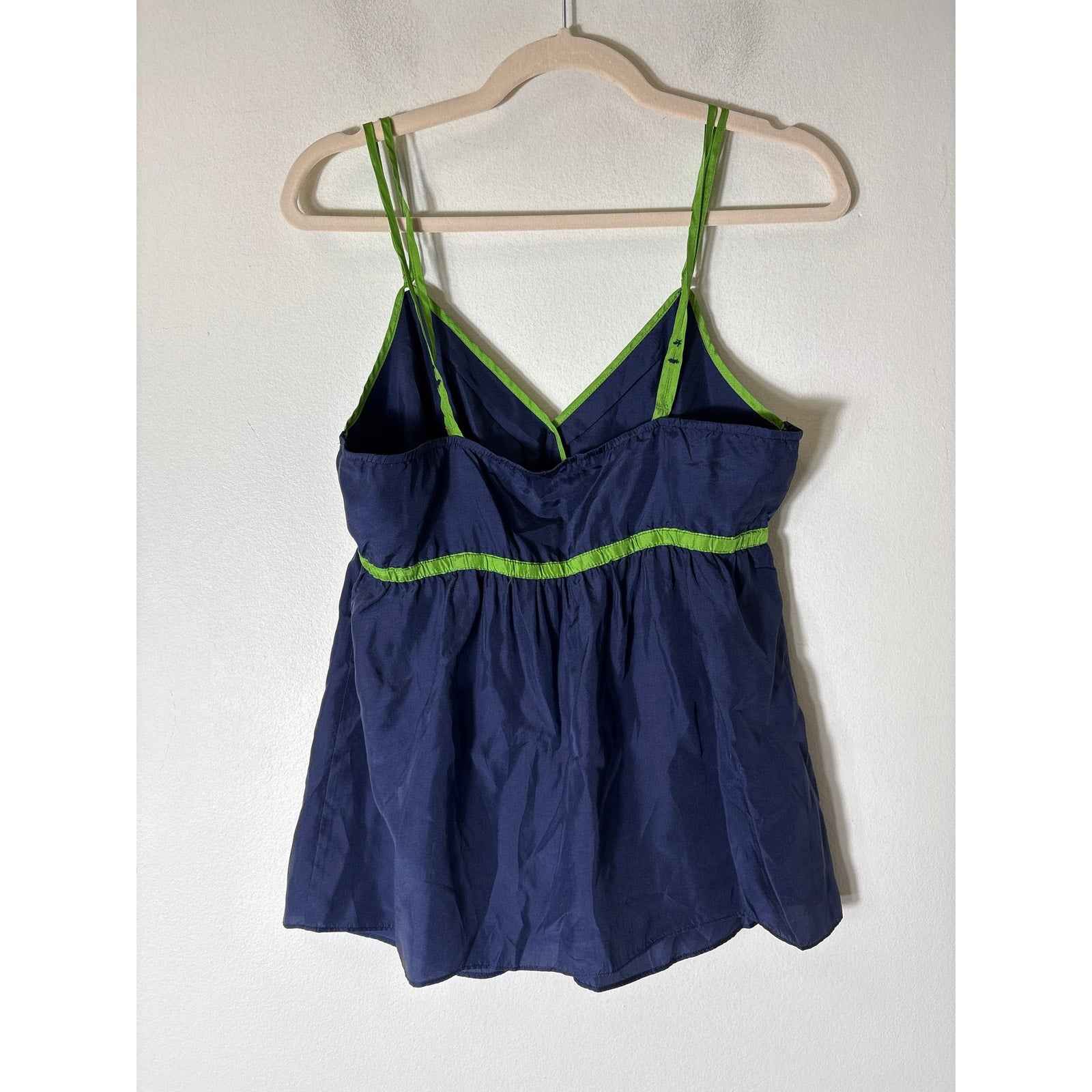J. Crew Navy Silk V-Neck Summer Top Sz 8