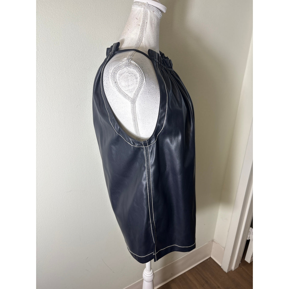 Phillip Lim Navy Faux Leather Top Sz S