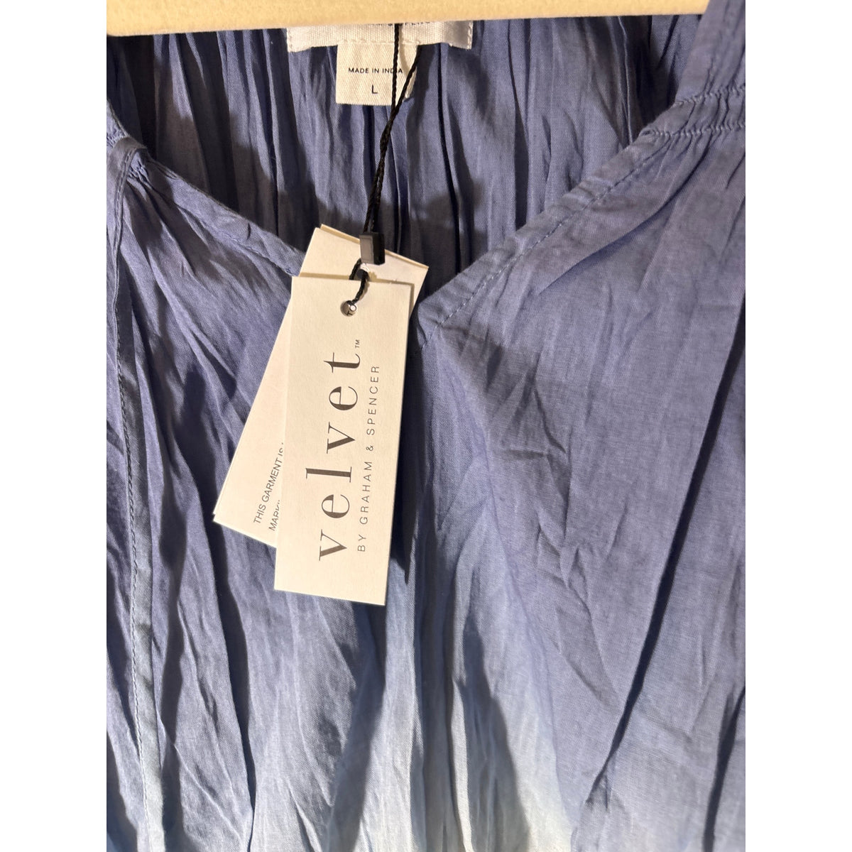 NWT Velvet Blue Ombre Gathered Top Sz L