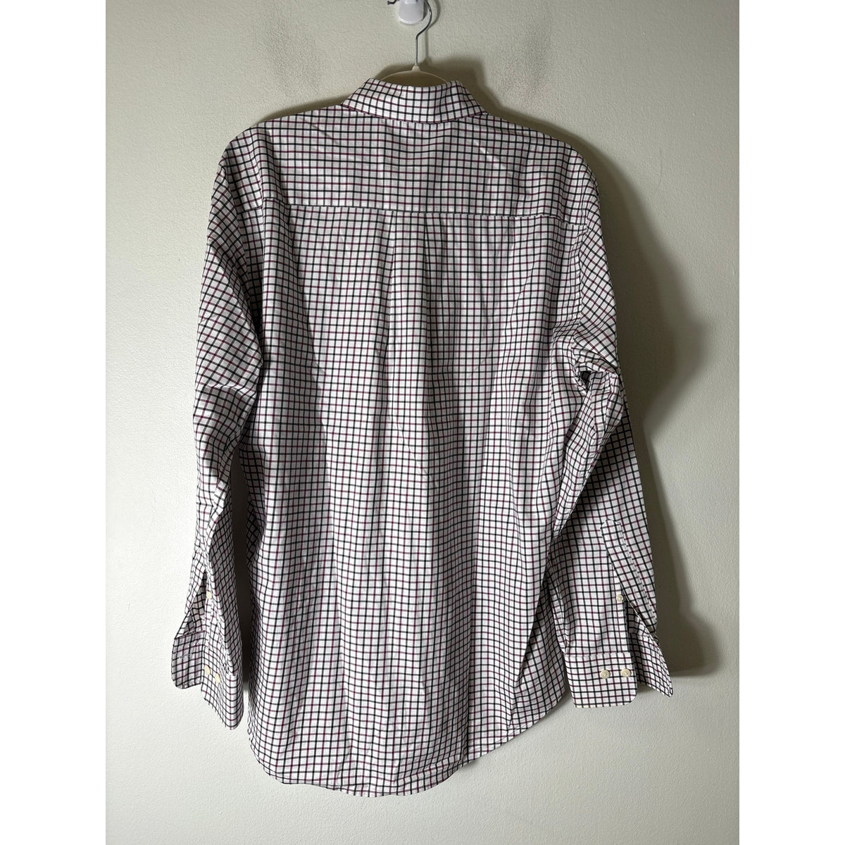 Men's Peter Millar Crimson and Black Checked Long Sleeve Button Down Shirt Sz M