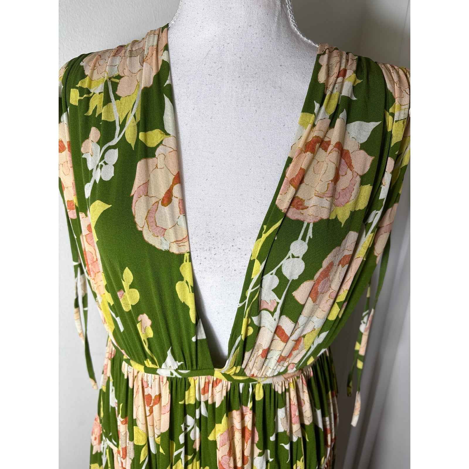 NWT Rebecca Taylor Green Garden Halter Baby Doll Dress Sz S