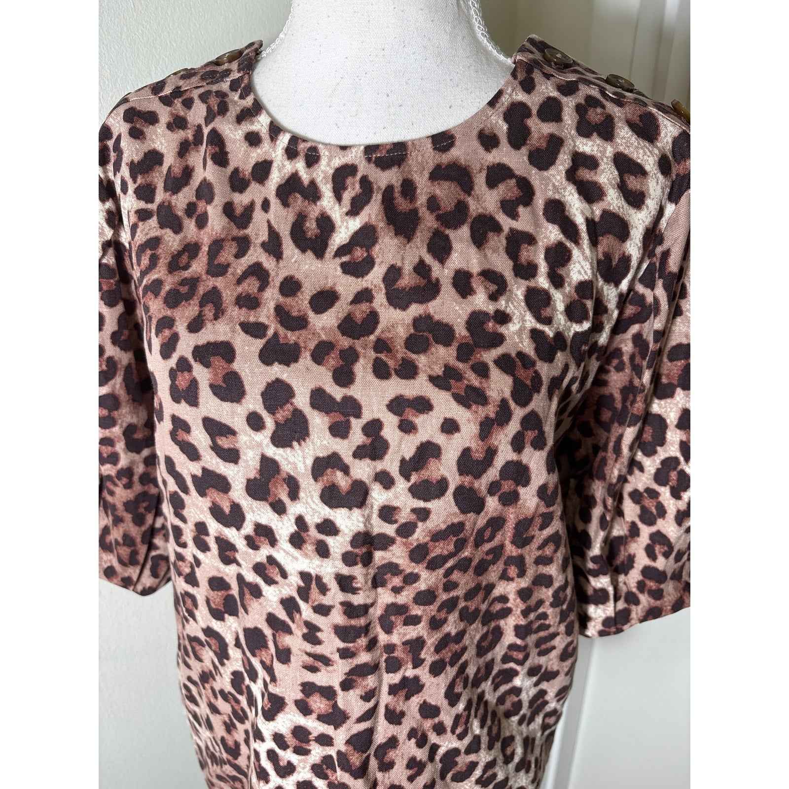 NWT Rebecca Minkoff Tan Cheetah Half Puff Sleeve "Devin Top" Sz S