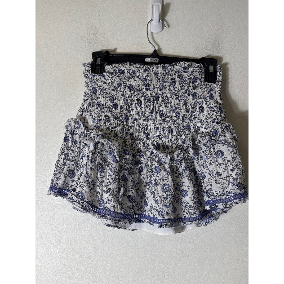 Saylor White Lavender Smocked Mini Skirt Set Sz xs