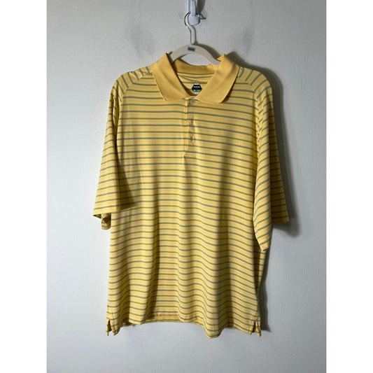 Bolle Mens Yellow Striped Golf Shirt Sz L