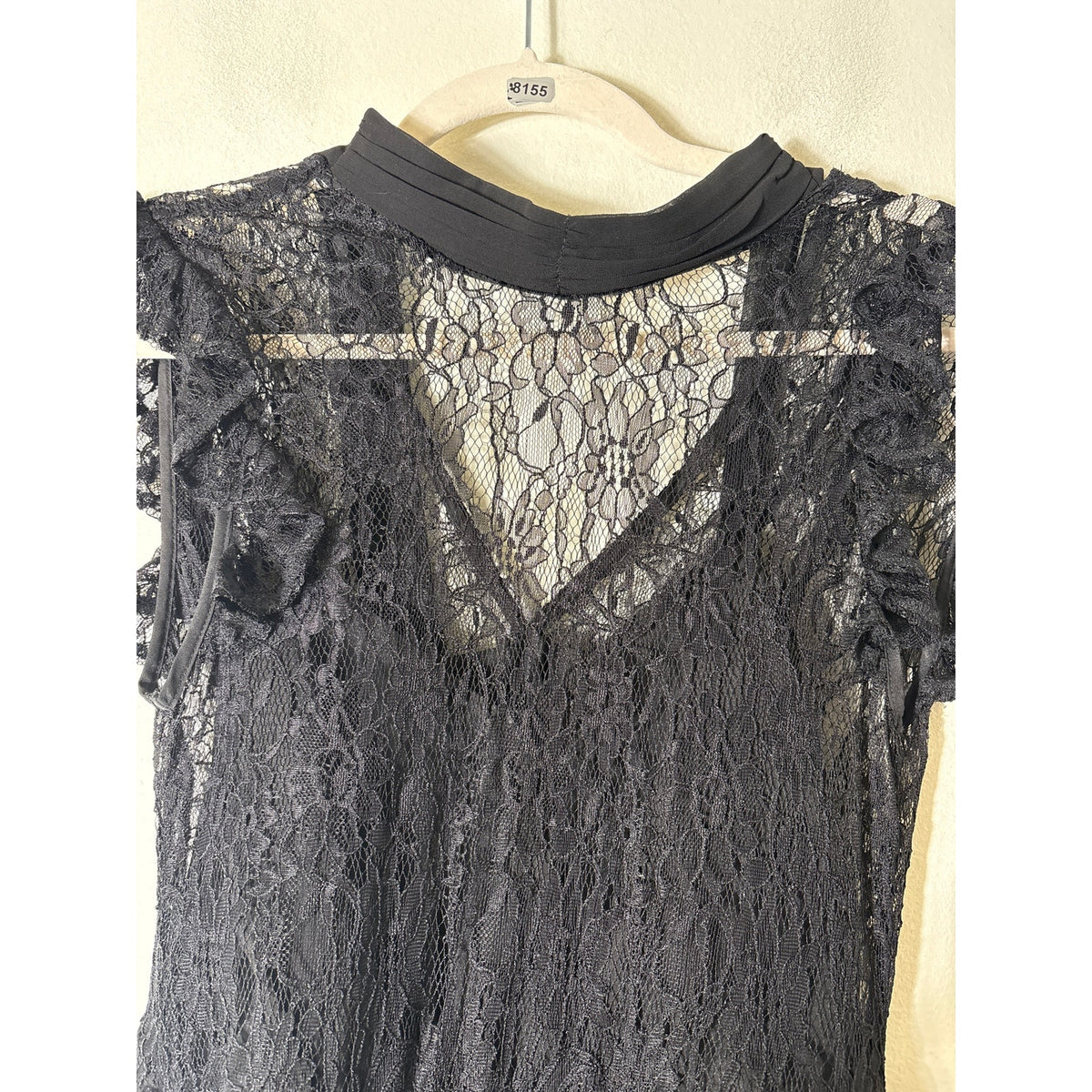 BCBG Max Azria Black Lace Sleeveless Peplum Top Sz S