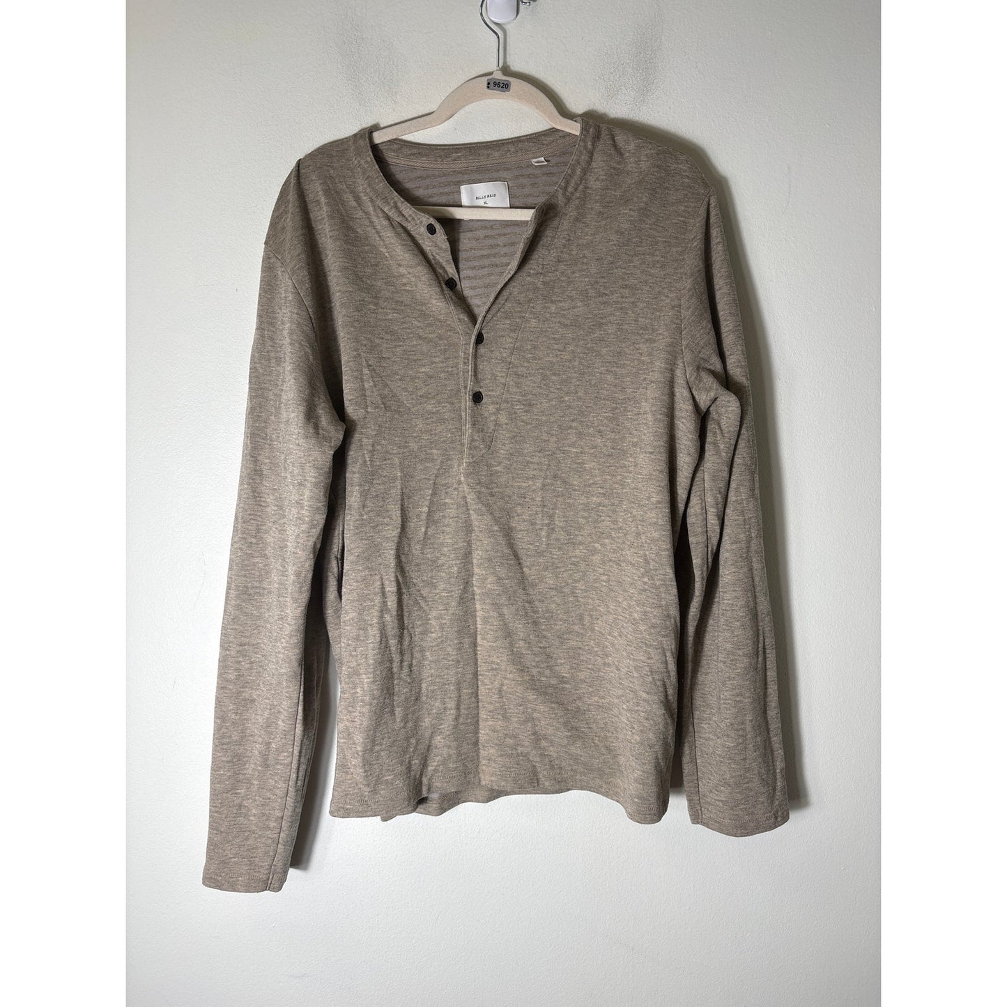 Billy Reid Tan Heathered Long Sleeve Cotton Blend Shirt Sz XL