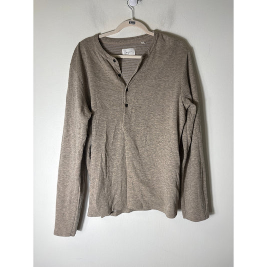 Billy Reid Tan Heathered Long Sleeve Cotton Blend Shirt Sz XL
