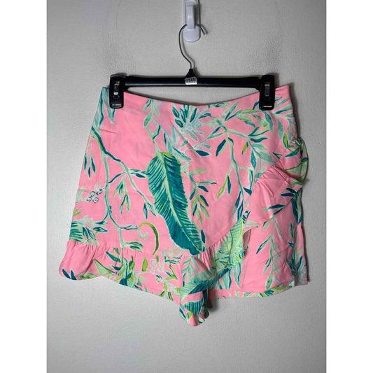 Lilly Pullitzer Pink and Green Leaf Skort Sz 2