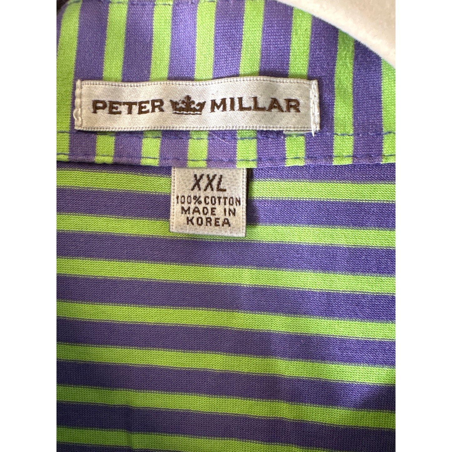 Mens Peter Millar Purple and Green Stripe Polo Sz XXL