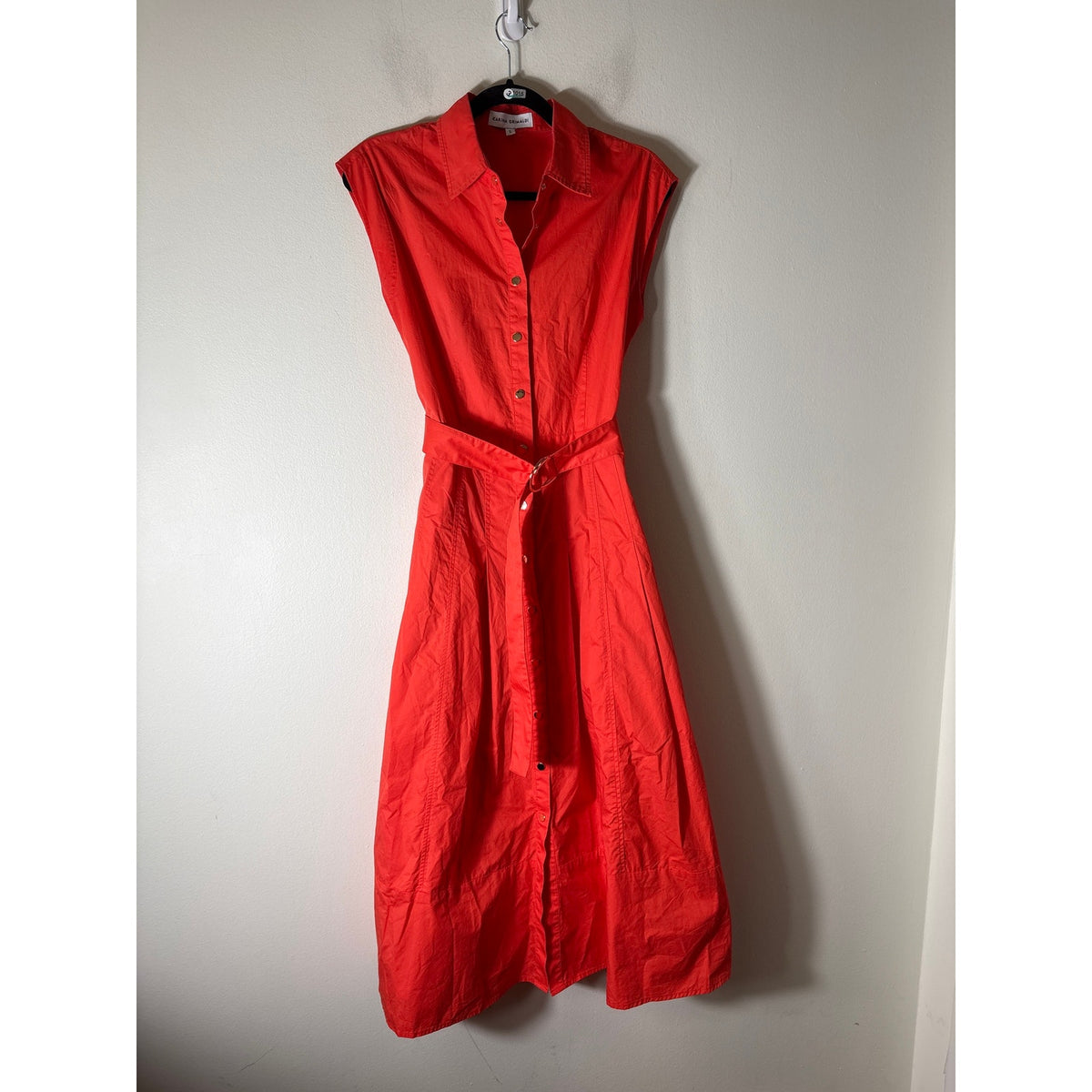 Karina Grimaldi Orangy Red Sleeveless Cotton Maxi Dress Sz S