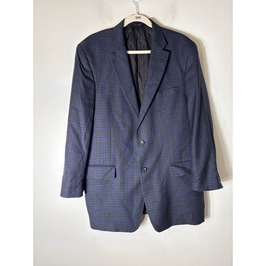 Men's Jos. A Bank Black Navy Plaid Suit Jacket Sz 44L