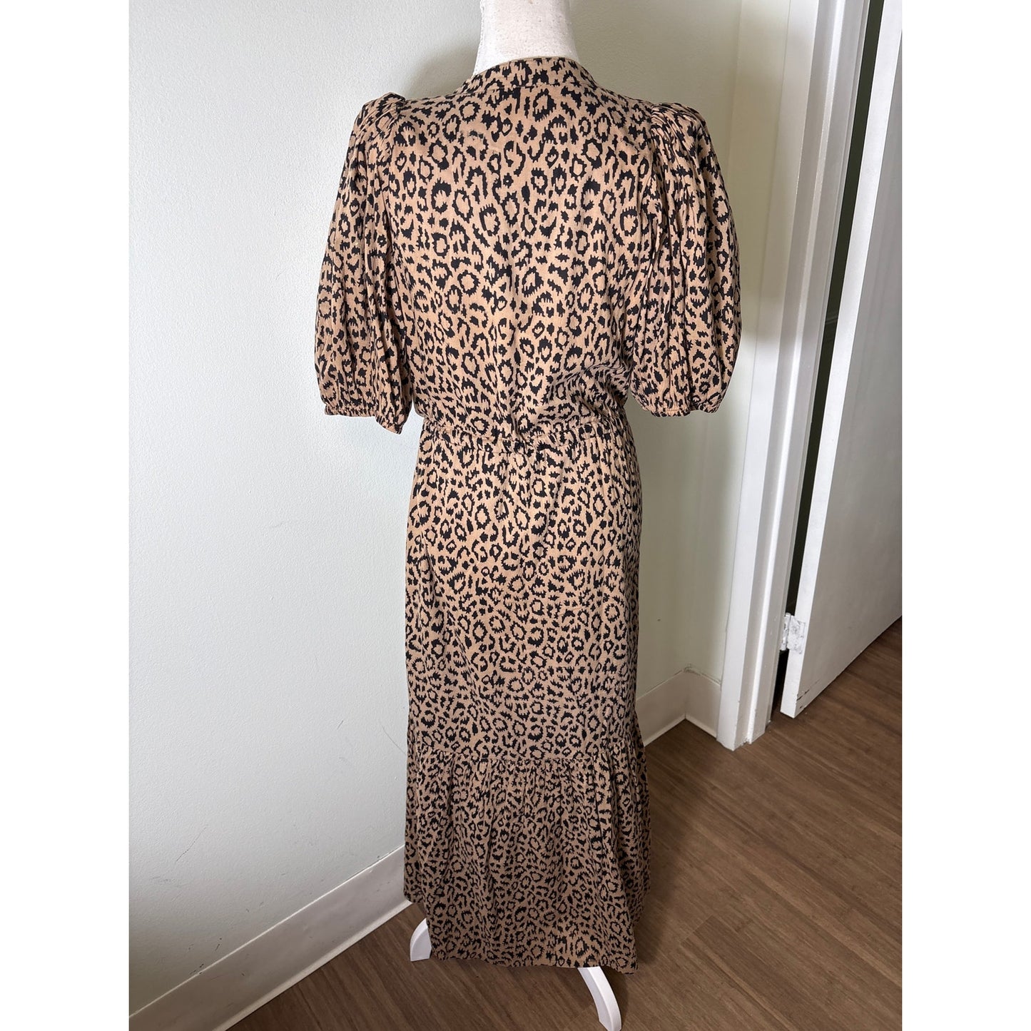 India Collection by Emerson Fry Tan and Black Cotton Button Up Maxi Dress Sz M