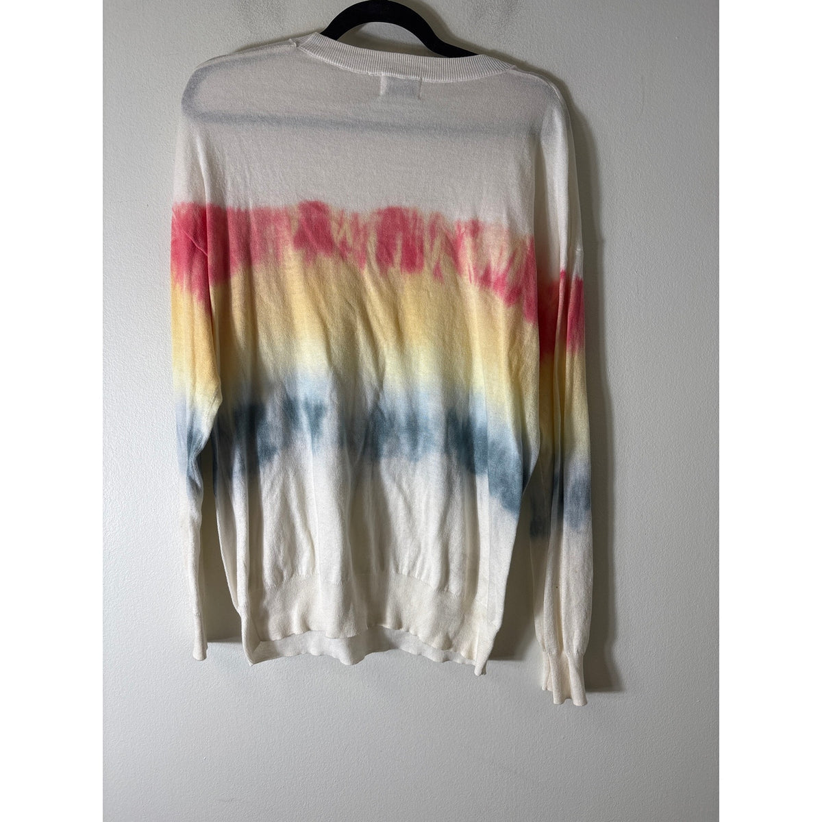 27 Miles Off White Tie Dye Long Sleeve Cotton Knit Sweater Sz L