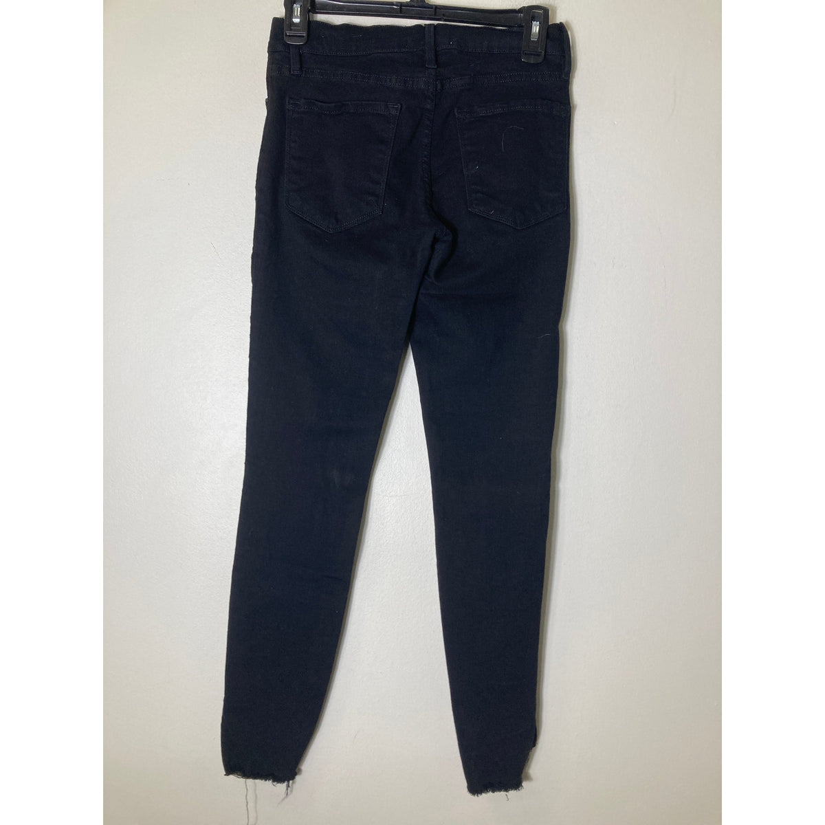 Frame Le Skinny de Jeanne Black Frayed Hem Denim Sz 26