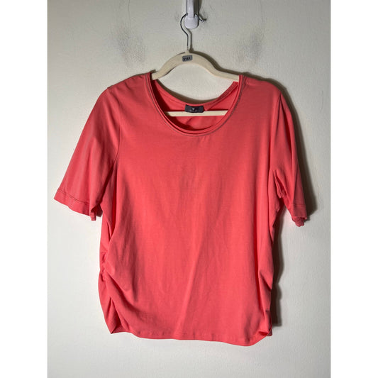 Basler Peach T Shirt w Silver Trim around neck Fits like a size Large