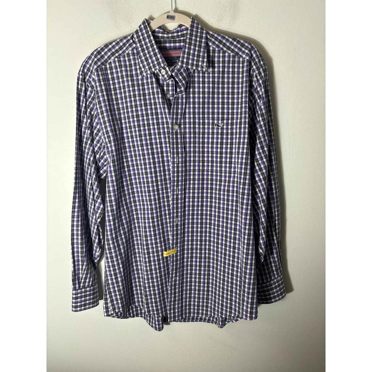 Men's Vineyard Vines Purple Green and White Plaid Tucker Shirt Sz Mq