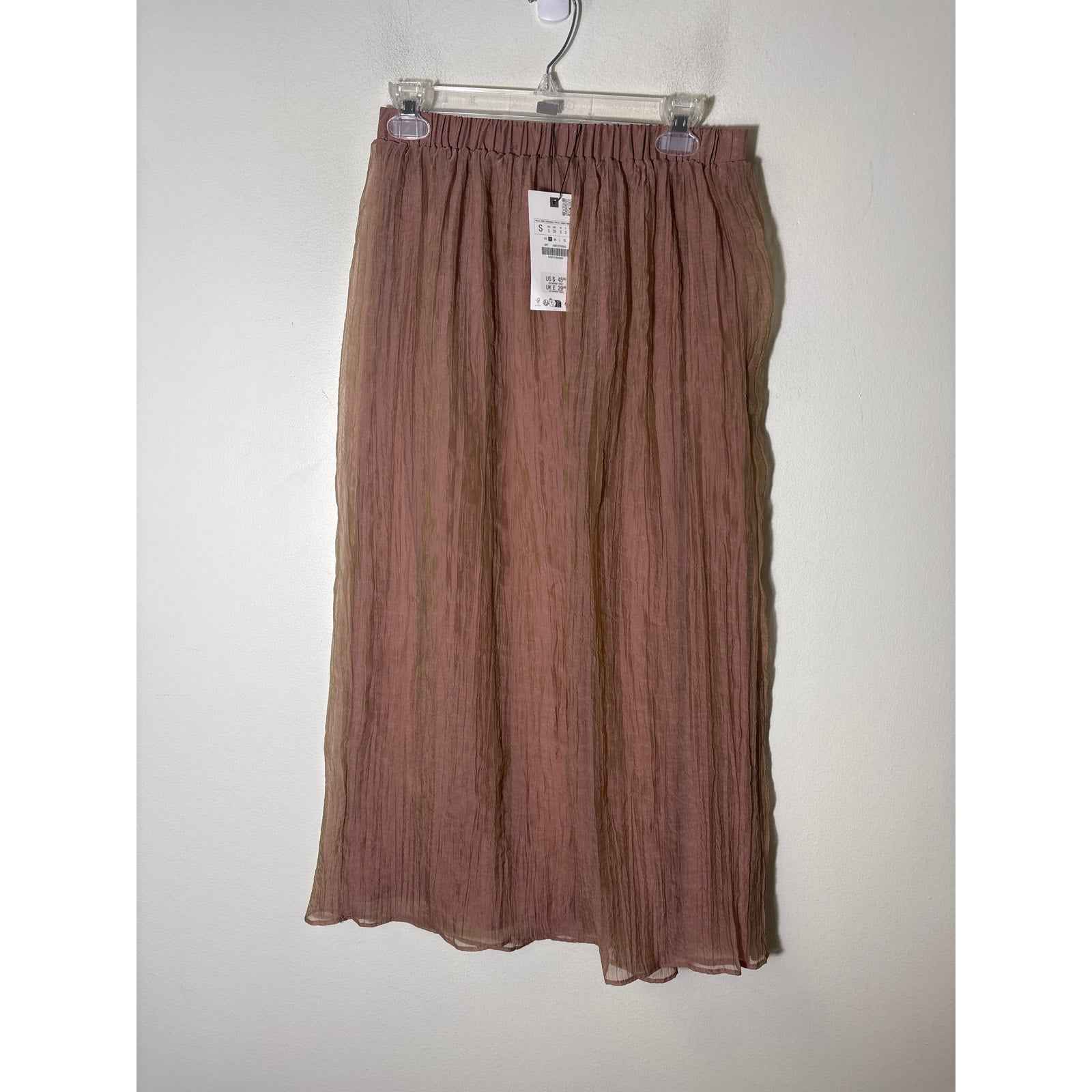 NWT Zara Rose Pull On Crepe Maxi Skirt Sz S
